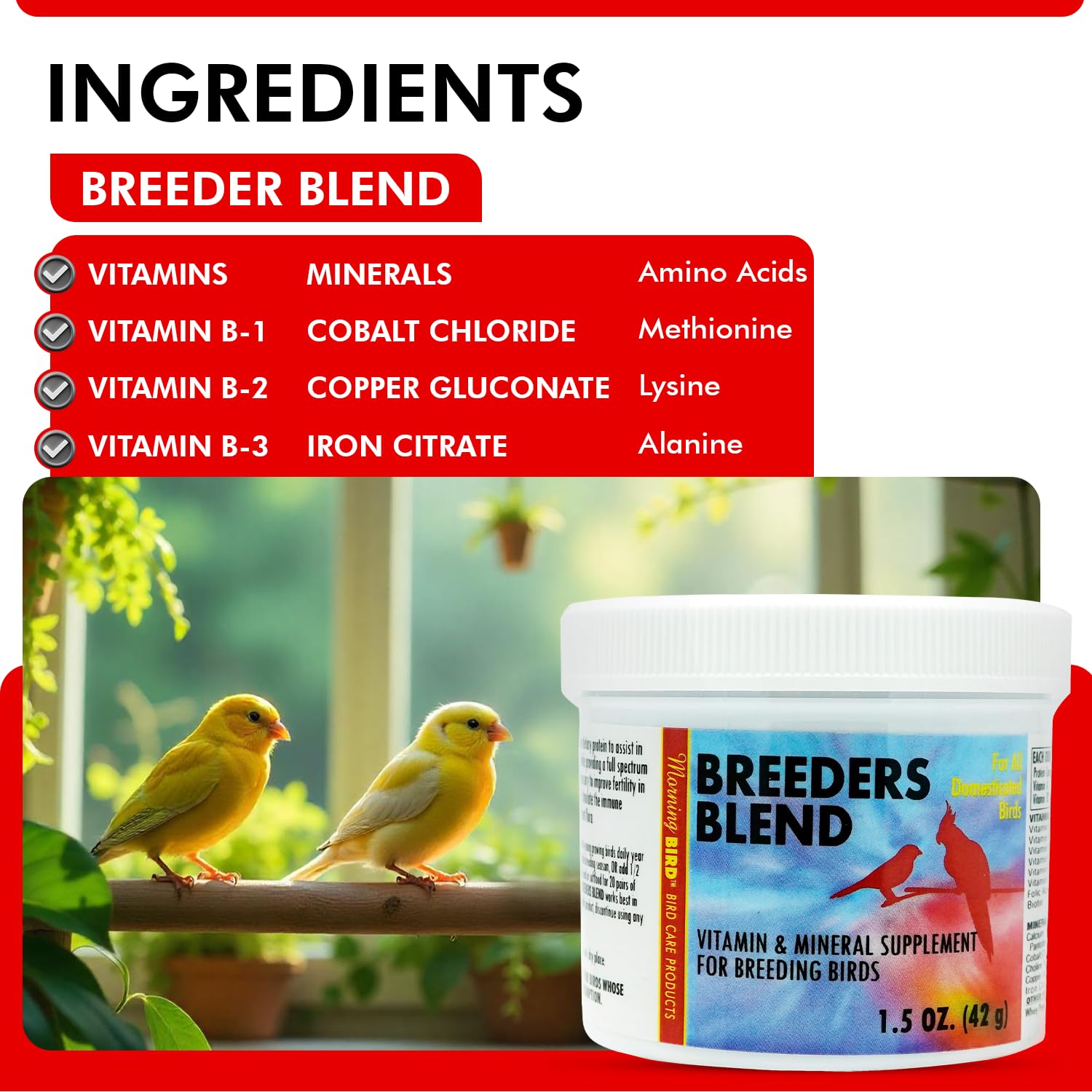 Morning Bird Breeders Blend 1.5 Oz - Protein Supplement for Birds - Supports Breeding, Chick Growth, Muscle Development & Immune